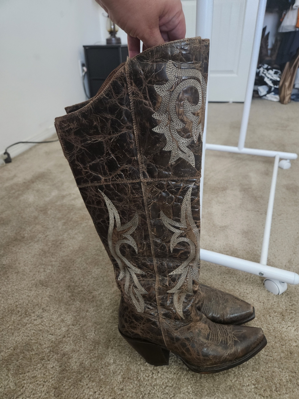 Dan Post Brown Embroidered Leather Western Boots - Brown